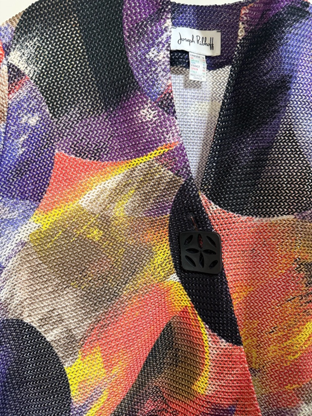 Joseph Ribkoff Colorful Knit Blazer Jacket Button front Abstract Bright - Picture 5 of 5